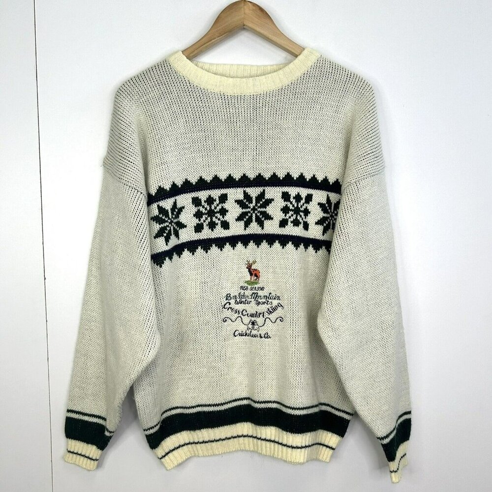 Vintage Cricketeer Sweater Mens Size Large Pullover Ski Fair Isle Crew Neck